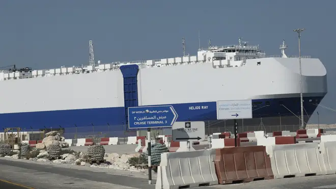The MV Helios Ray at port in Dubai