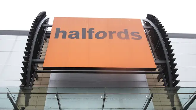 A Halfords store sign