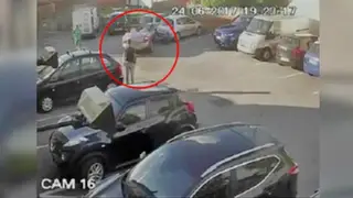 The man jumps from the car's path