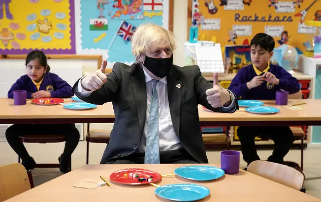 Boris Johnson defended the border restrictions during a visit to St Mary's CE Primary School in Stoke-on-Trent.