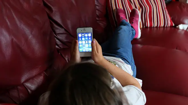 Child using a smartphone