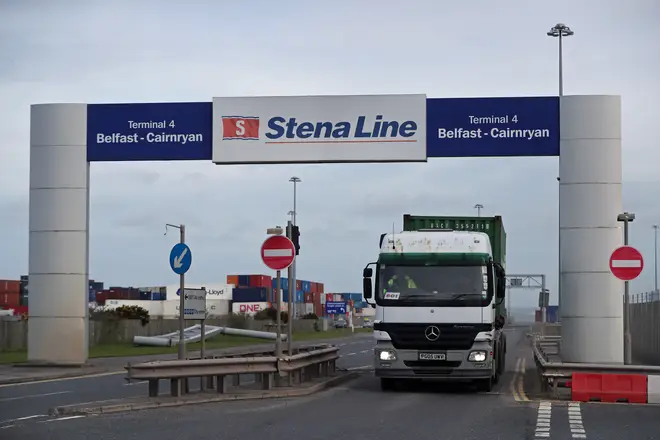 File photo: A freight lorry disembarking at Belfast Port