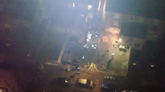 Police drone footage captures the moment revellers run from police