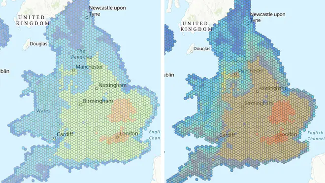 The National Trust map shows how overheating and humidity will intensify between now and 2060