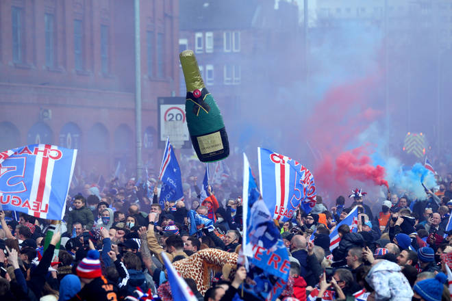 Large crowds of Rangers fans also flocked to the club's Ibrox Stadium.