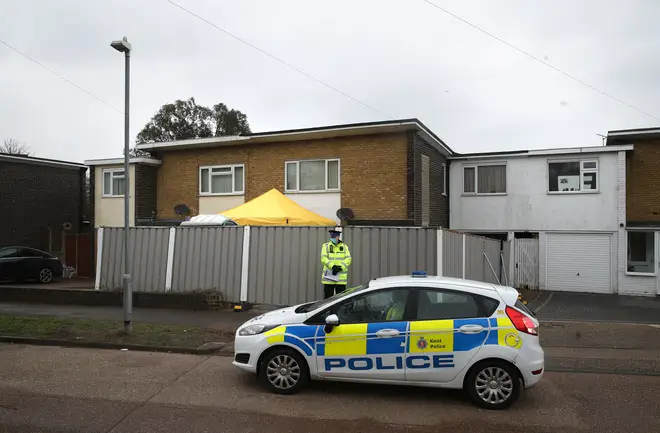Police outside a house in Freemens Way in Deal, Kent