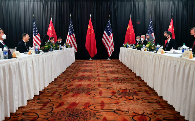 Chinese and US officials clashed at talks in Alaska