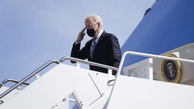 Biden gave a salute at the top of the steps, after his fall.