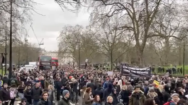 Hundreds of anti-lockdown protesters marched in central London