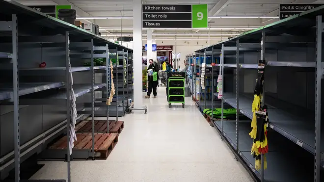 Supermarket shelves were stripped ahead of the anticipated lockdown announcement