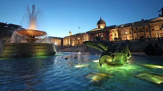 Trafalgar Square in London during the National Day of Reflection.