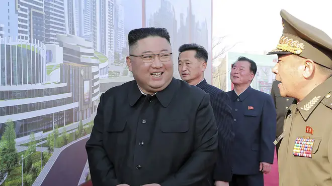 North Korean leader Kim Jong Un at a ceremony in Pyongyang on Tuesday