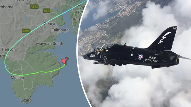 A Royal Navy Hawk T1 is believed to have crashed in Cornwall, sparking an emergency response