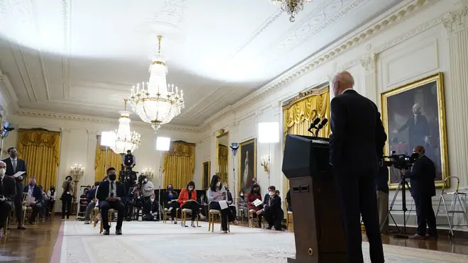 This was Biden's first formal news conference since his term began on January 20