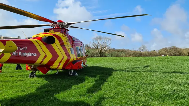 An air ambulance took the pilots to a hospital in Plymouth