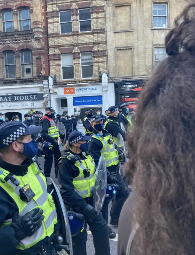 Police in the centre of Bristol this afternoon