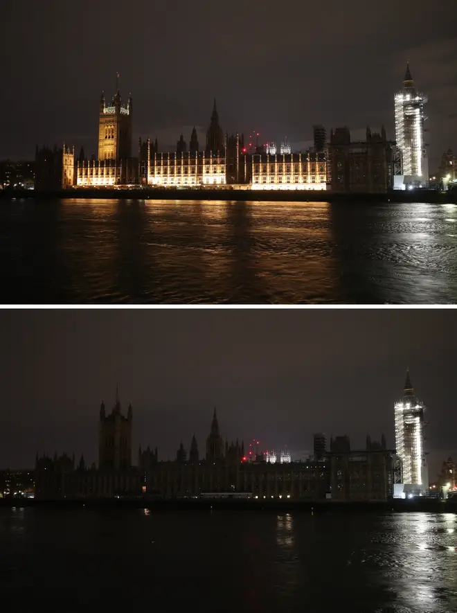 The Palace of Westminster also went dark on Saturday