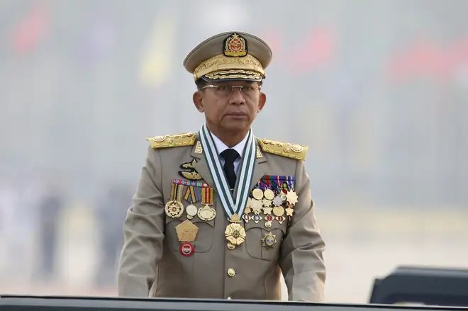 Junta chief Senior General Min Aung Hlaing did not refer to the protests during his televised speech to thousands of soldiers