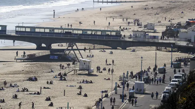 Social distancing was observed at Bournemouth beach.