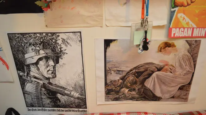 Military artwork was found in Hannam's bedroom.