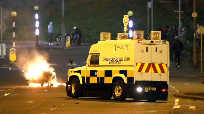 Around 30 petrol bombs were thrown at police in Northern Ireland last night