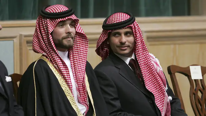Prince Hamza Bin Al-Hussein, right, and Prince Hashem Bin Al-Hussein, brothers King Abdullah II of Jordan