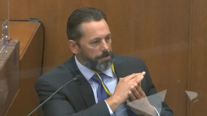 Minneapolis Police Lt Johnny Mercil, a use of force trainer, testifies about restraint.