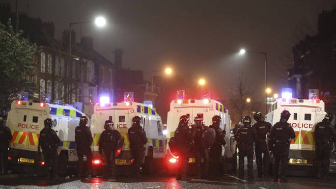 Several police officers were left injured after rioting in Belfast on Wednesday