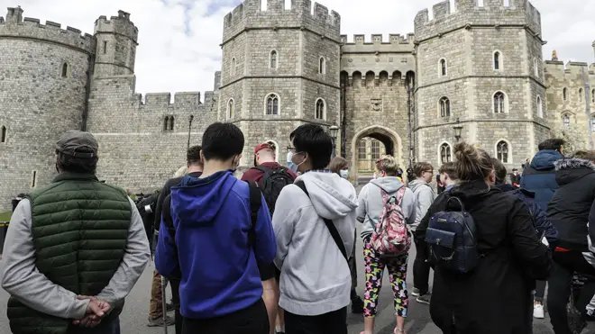 Crowds line the streets near Windsor Castle