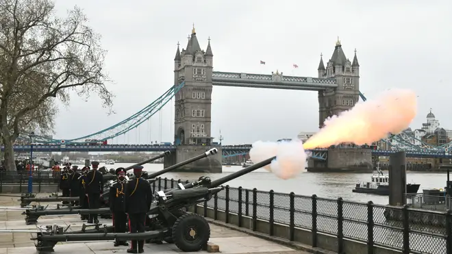 A 41-gun salute rang out today in honour of Prince Philip
