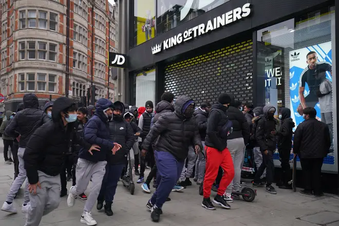 Shoppers scrambled into the Oxford Street JD Sports first thing on Monday morning