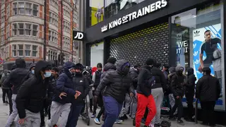 Shoppers scrambled into the Oxford Street JD Sports first thing Monday morning