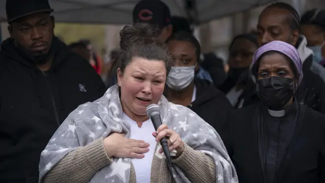 Daunte Wright's mother, Katie, eulogises her son at his vigil