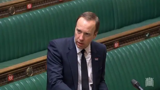 Health Secretary Matt Hancock answering questions in the House of Commons