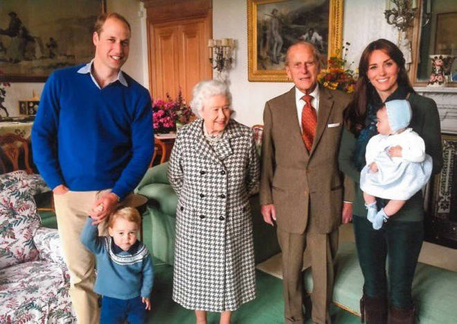 The Queen and Prince Philip with the Duke and Duchess of Cambridge, Prince George and Princess Charlotte in 2015