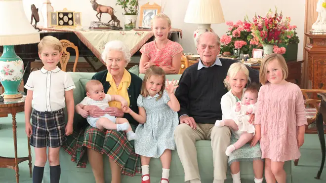 The royal family released this touching photo of the Queen and the duke surrounded by their great-grandchildren