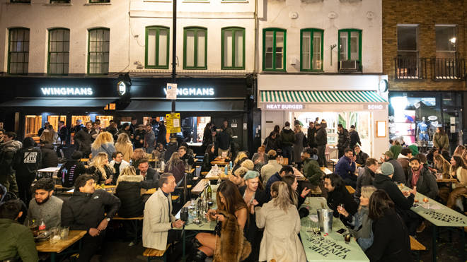 Streets in Soho were closed to traffic when hospitality reopened outdoors on April 12