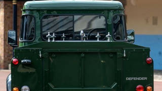 The Jaguar Land Rover that will be used to transport the coffin of the Duke of Edinburgh