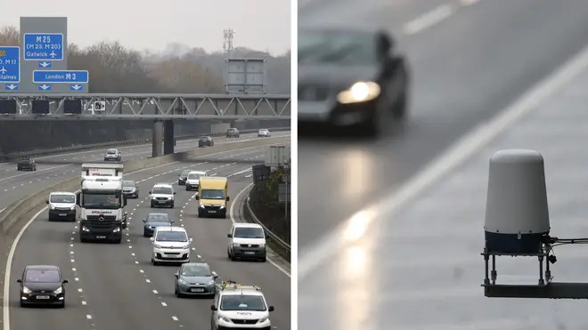 The M3 smart motorway near Longcross in Surrey, and a Stopped Vehicle Detection radar sensor