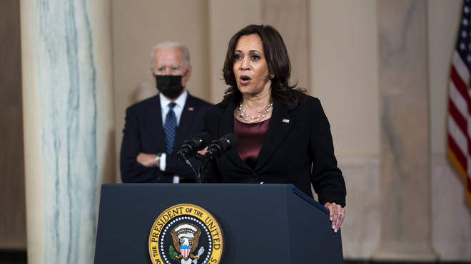 Kamala Harris said racism was keeping the country from fulfilling its founding promise of "liberty and justice for all"