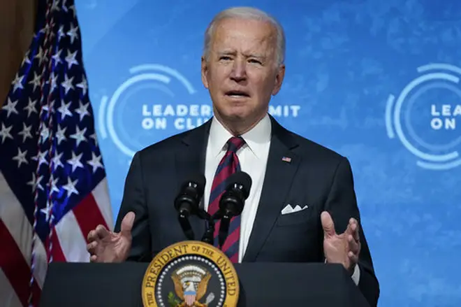 President Joe Biden speaks to the virtual Leaders Summit on Climate