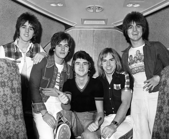Left to right: Stuart Wood, Alan Longmuir, Les Mckeown, Derek Longmuir and Eric Faulkner of the Bay City Rollers in 1975