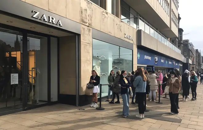 Queues outside Zara in Edinburgh