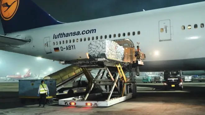 Vital medical supplies from the UK landed in India on Tuesday