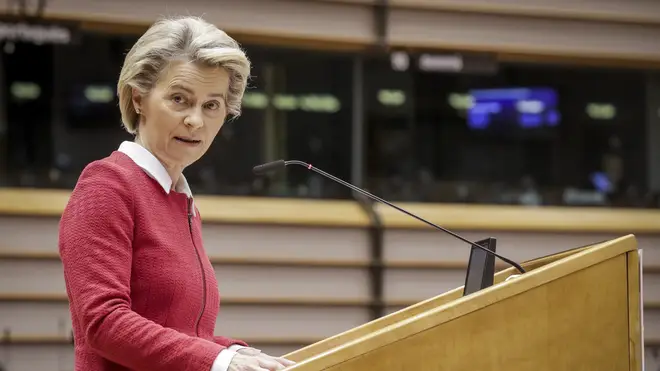 Ursula Von Der Leyen addresses the European Parliament