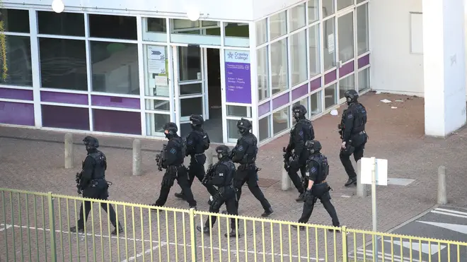 Armed police stormed Crawley College during the incident