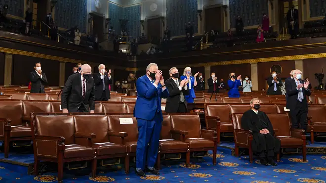 Joe Biden's speech was delivered to a socially distanced Congress chamber