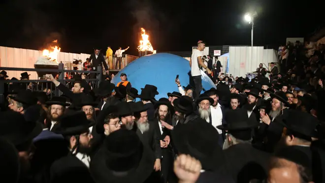 Orthodox jews at the religious festival before the stampede occurred