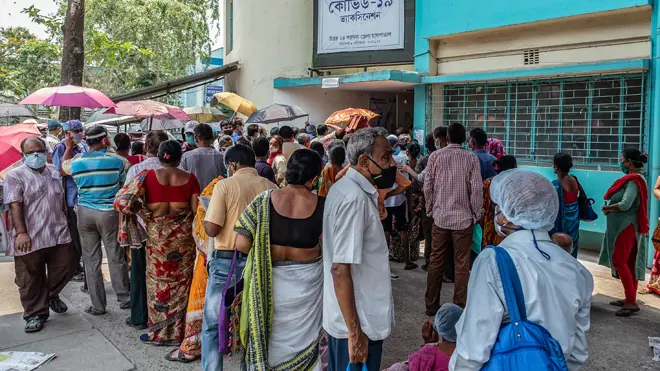 A vaccination queue at Barasat state General hospital in India