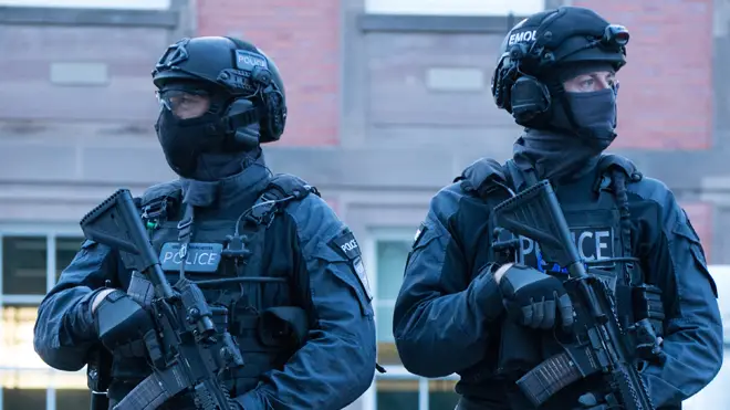 Five people were arrested as part of an investigation into right wing terrorism (file image of armed police)